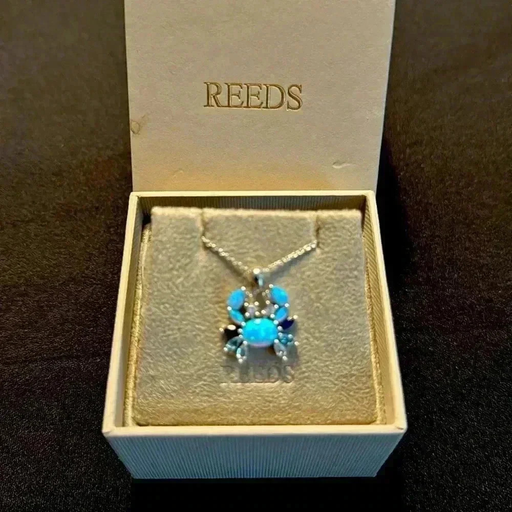 Crab Pendant with Created Gems (Blue Opal, Blue Topaz, and Sapphire) (NWOT) - Picture 2 of 5